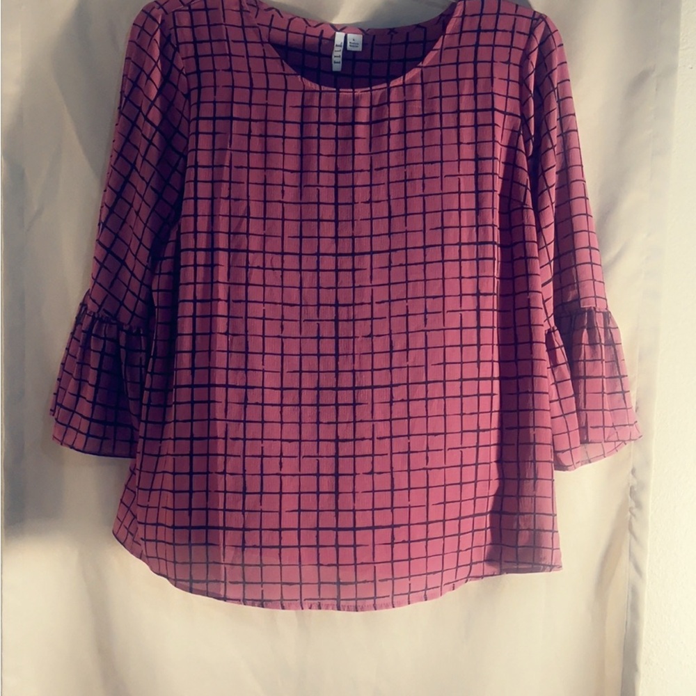 Elle Plum Grid Blouse